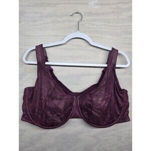 Cacique Women's SZ 46DD Bra Modern Lace Covered UL FC Balconette Maroon